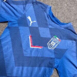Puma Italia Soccer Training Jersey Mens‎ L Blue Short Sleeve FIGC DryCell